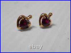 Very Fine Antique Vintage 10k Yellow Gold, Ruby, + Diamond Earrings Exquisite