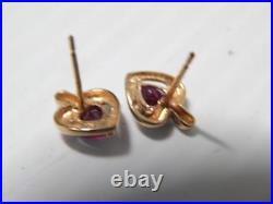 Very Fine Antique Vintage 10k Yellow Gold, Ruby, + Diamond Earrings Exquisite
