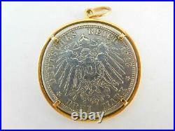Very Nice Antique 18 Carat Gold Mounted German Coin Medal