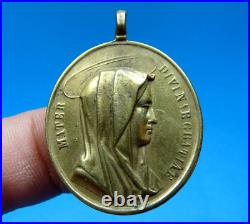 Very Nice Antique 18 Th Jesus Salvator Mundi & Mother Mary Medal Pendant