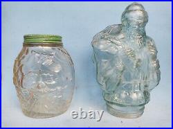 Very Nice Antique 1930's Santa Claus Head Figural Glass Candy Container