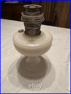 Very Nice Antique Aladdin Venetian Satin White Alpha Crystal Model-A Lamp 1932