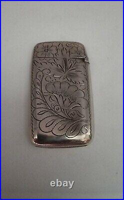 Very Nice Antique American Sterling Silver Vesta Case / Match Safe 1889