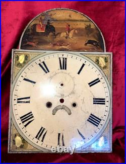 Very Nice Antique Arched Grandfather Clock Painted Dial
