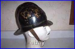 Very Nice Antique Brass German Firemans Helmet, Leather Lining Is In Good Shape