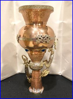 Very Nice Antique Chinese Brass & Copper Climbing Dragon Vase