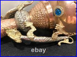 Very Nice Antique Chinese Brass & Copper Climbing Dragon Vase