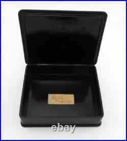 Very Nice Antique Chinoiserie Box Black White & Gold Paper Mache c1878