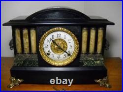 Very Nice Antique E. Ingraham 8-Day Domed Adamantine Mantel Clock Working Well