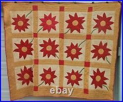Very Nice Antique Floral Applique Quilt, Hand Stitched