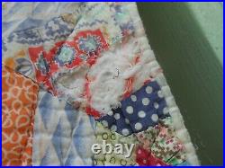 Very Nice Antique Flour Sack Star Quilt, Hand Stitched