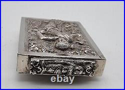 Very Nice Antique Indian Sterling Silver Vesta Case / Match Safe Circa 1890