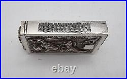 Very Nice Antique Indian Sterling Silver Vesta Case / Match Safe Circa 1890