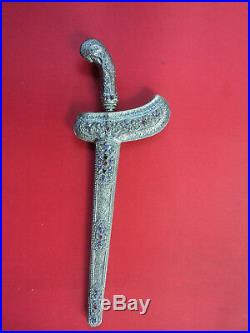 Very Nice Antique Javanese Keris Sterling Silver Sword Knife Jw 1