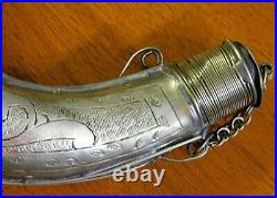 Very Nice Antique MIDDLE EASTERN GUN POWDER FLASK Silver