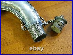 Very Nice Antique MIDDLE EASTERN GUN POWDER FLASK Silver