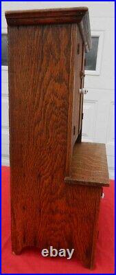 Very Nice Antique Oak Miniature Step Back Cupboard 4 Doors 20 Tall x 12 Wide
