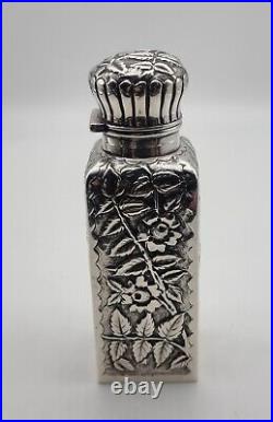 Very Nice Antique Silver Large Perfume Bottle Birmingham 1889