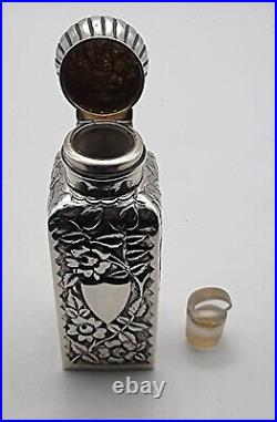 Very Nice Antique Silver Large Perfume Bottle Birmingham 1889