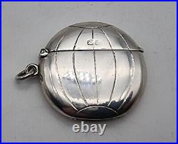 Very Nice Antique Sterling Silver Football / Soccer Ball Vesta Case Birm 1905