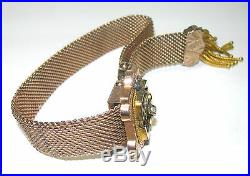 Very Nice Antique Victorian Slide Gold Filled Garnet & Seed Pearl Bracelet