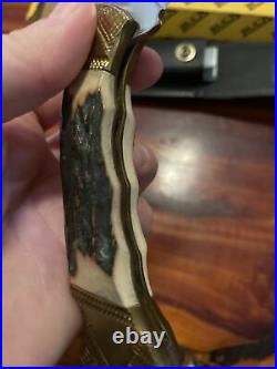 Very Nice Antique Vintage Buck Pocket Knife Model 112v Stag 1989 With Sheath