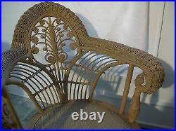 Very Nice Antique Wicker Chair With Ornate Intricate Designs