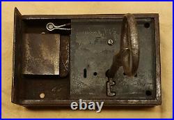 Very Nice Big Old Antique 1800's / 19th Century Iron Door Lock With Key Working
