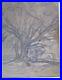 Very Nice Charcoal & Chalk Sketch, Trees On Kraft Paper Signed Roy C. Gamble