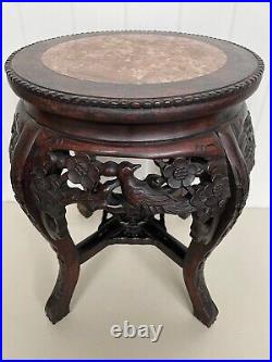 Very Nice Chinese hardwood Pedestal / Vase Table with marble top