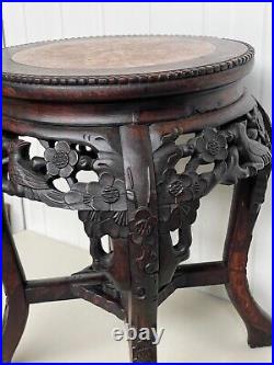 Very Nice Chinese hardwood Pedestal / Vase Table with marble top