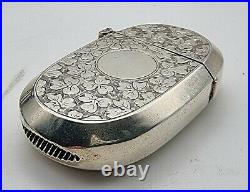 Very Nice Different Design Antique Sterling Silver Vesta Case Birmingham 1890