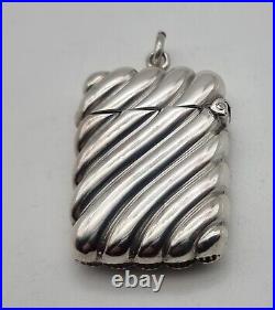Very Nice Fluted Antique Sterling Silver Vesta Case Chester 1900