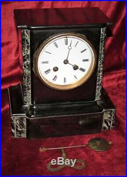 Very Nice French 8 Day Bell Striking Marble Mantle Clock