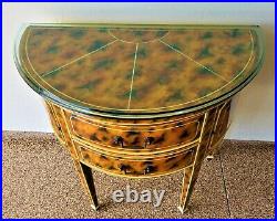 Very Nice Hand Painted Vintage Maitland Smith Demi Lune (half Round) Hall Table