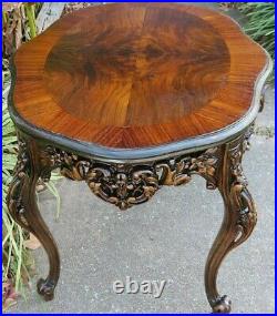 Very Nice Heavily Carved Antique French Side Table