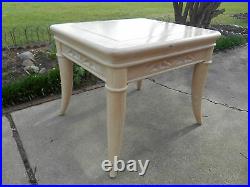Very Nice Henredon Cow Horn Legs Lamp End Table Antique White Ash Finish