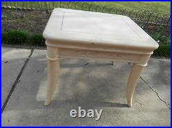 Very Nice Henredon Cow Horn Legs Lamp End Table Antique White Ash Finish