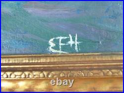 Very Nice Illustration Sailing Ship Boat Oil On Board Antique
