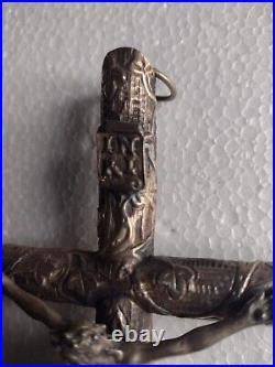 Very Nice Italian Antique STERLING SILVER Crucifix end 18th Ancient Cross