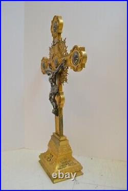 Very Nice Large Antique Altar Cross with 4 Evangelist Panels, 27 3/4 ht. (SR14)