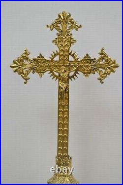 Very Nice Large Antique Baroque Altar Cross, 31 ht. (CU269) chalice co