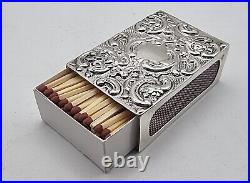 Very Nice Large Antique Sterling Silver Matchbox Holder London 1890