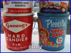 Very Nice Lot of 4 Different Antique Vintage Canadian Candy Tins Pails