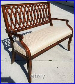 Very Nice! MAITLAND SMITH French Provincial Upholstered Settee Bench Solid Wood