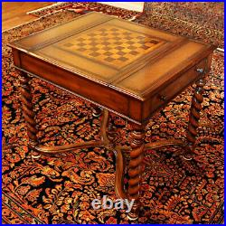 Very Nice Maitland Smith Barley Twist Leather Top Game Table
