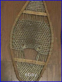 Very Nice Old Antique Vintage 12 X 37 Rustic Snowshoes For Decor