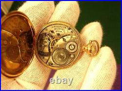 Very Nice Old Vtg Antique 1919 14k Rose Gold & Diamond Elgin Lady's Pocket Watch