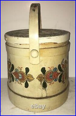 Very Nice Original Antique Wooden Firkin Sugar Bucket AAFA Vintage Paint