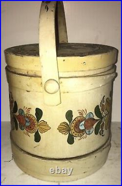 Very Nice Original Antique Wooden Firkin Sugar Bucket AAFA Vintage Paint